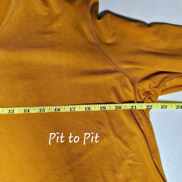 Eileen Fisher Long Sleeve Fine Jersey V-Neck Long Top in Goldenrod Size XL - Picture 8 of 11